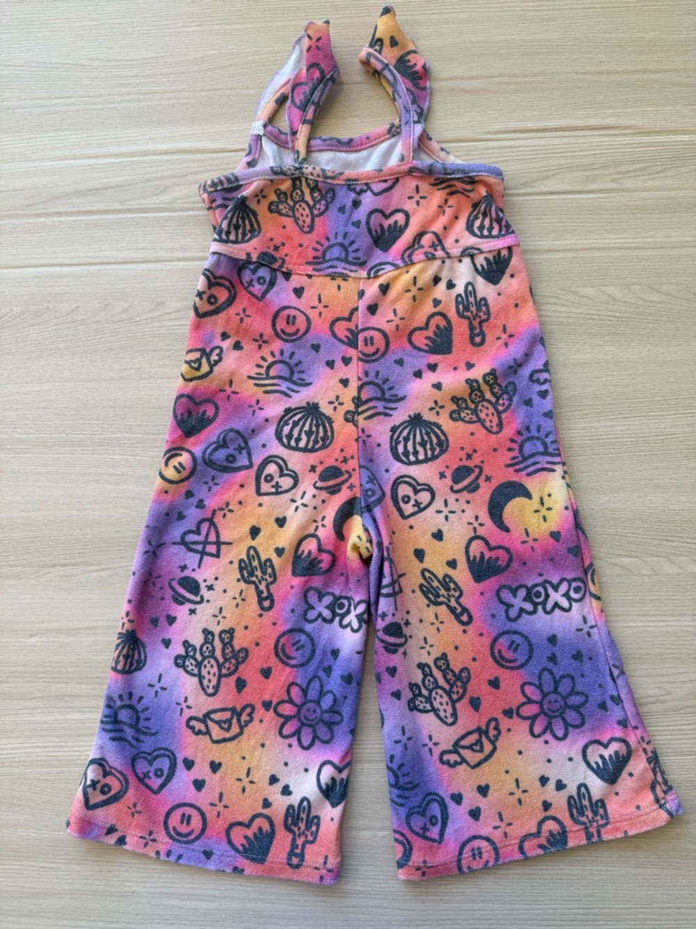 Chaser Girls Cosmic Sunset Doodle Jumpsuit Boho Retro Flare One Piece Size 2 - Picture 5 of 6